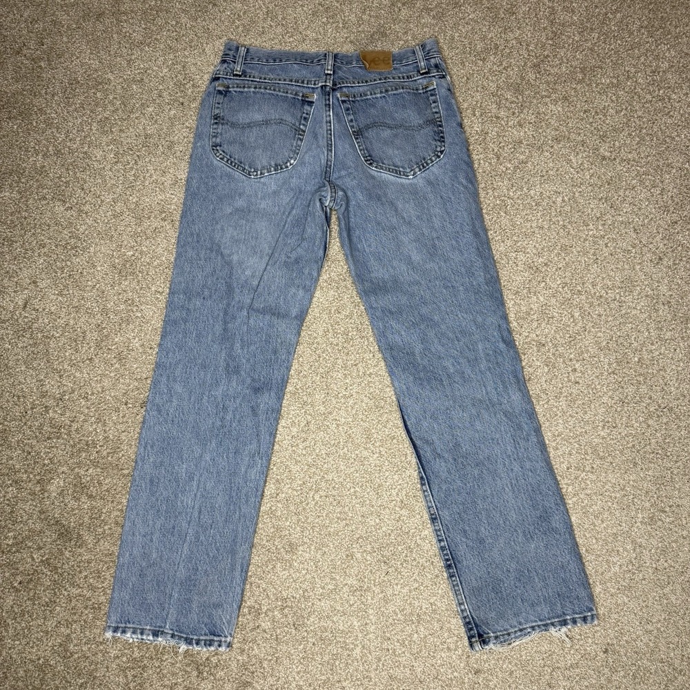 Vintage Lee Jeans Men's 31x30 (Tag 33x30) Denim Straight Leg Distressed - Picture 2 of 14